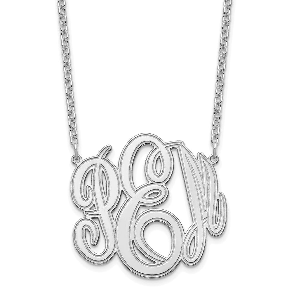 Sterling Silver/Rhodium-plated Etched Monogram Necklace XNA889SS