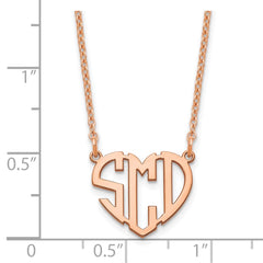 Sterling Silver/Rose-plated Heart Monogram Necklace XNA895RP