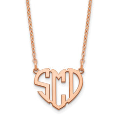 Sterling Silver/Rose-plated Heart Monogram Necklace XNA895RP