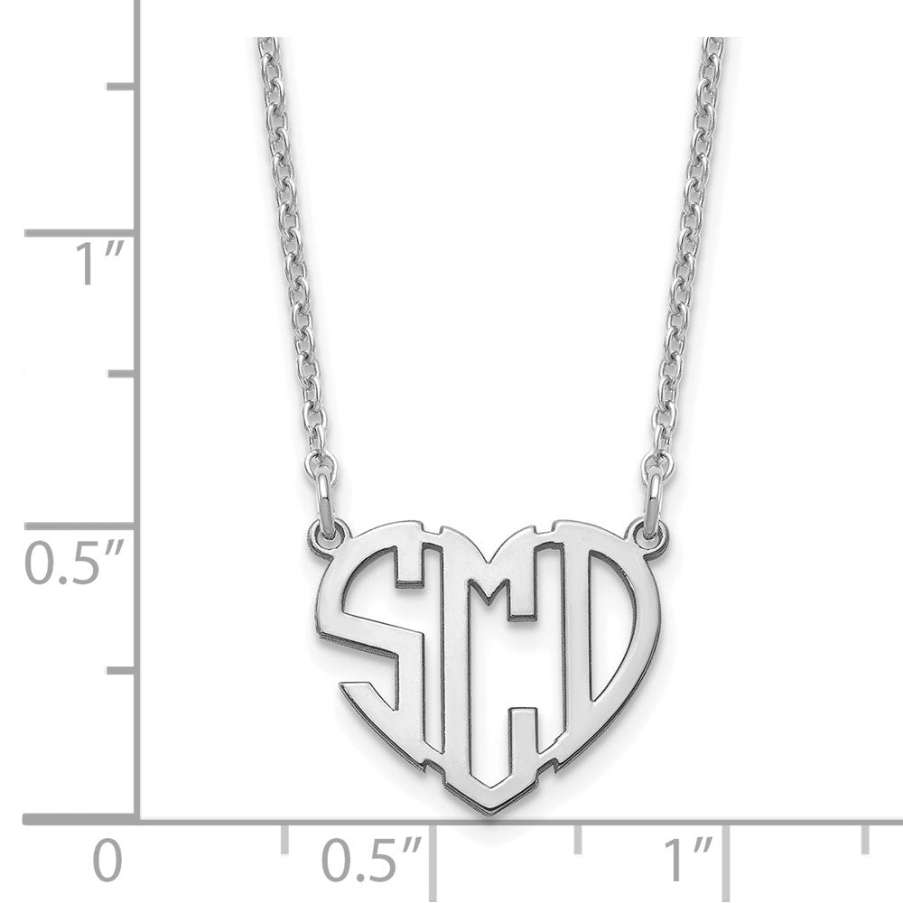 Sterling Silver/Rhodium-plated Heart Monogram Necklace XNA895SS