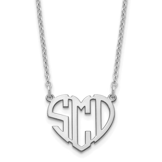 Sterling Silver/Rhodium-plated Heart Monogram Necklace XNA895SS