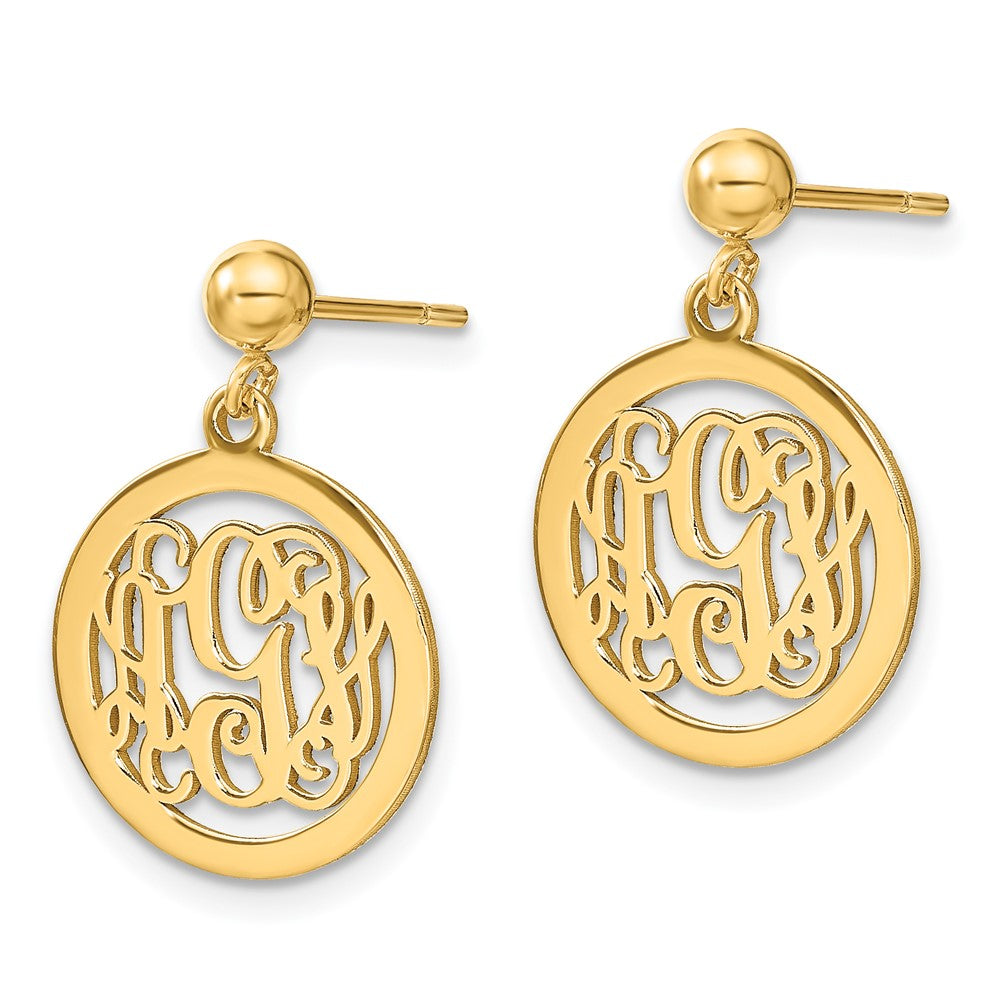 XNE16GP Sterling Silver/Gold-plated Round Monogram Dangle Earrings