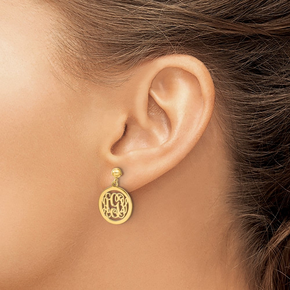 XNE16GP Sterling Silver/Gold-plated Round Monogram Dangle Earrings