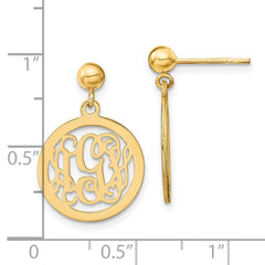 XNE16GP Sterling Silver/Gold-plated Round Monogram Dangle Earrings
