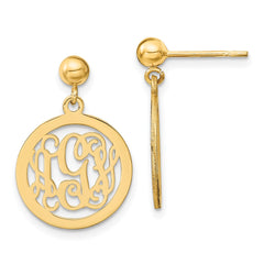 XNE16GP Sterling Silver/Gold-plated Round Monogram Dangle Earrings