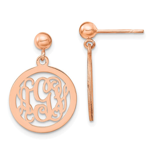 XNE16RP Sterling Silver/Rose-plated Round Monogram Dangle Earrings