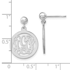XNE16SS Sterling Silver/Rhodium-plated Round Monogram Dangle Earrings