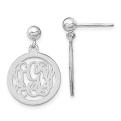 XNE16SS Sterling Silver/Rhodium-plated Round Monogram Dangle Earrings