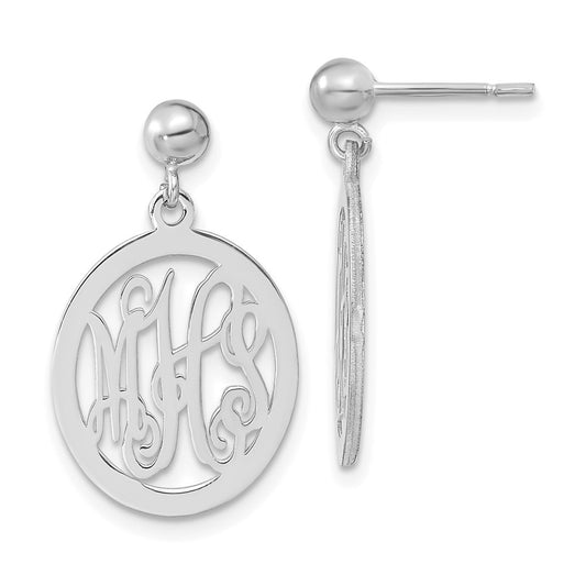 XNE17SS Sterling Silver/Rhodium-plated Monogram Dangle Earrings