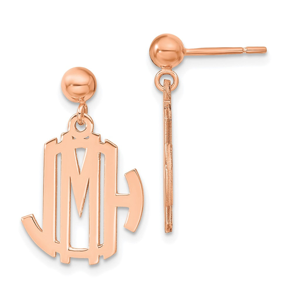 XNE21RP Sterling Silver/Rose-plated Monogram Dangle Earrings