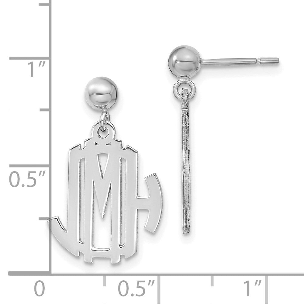 XNE21SS Sterling Silver/Rhodium-plated Monogram Dangle Earrings