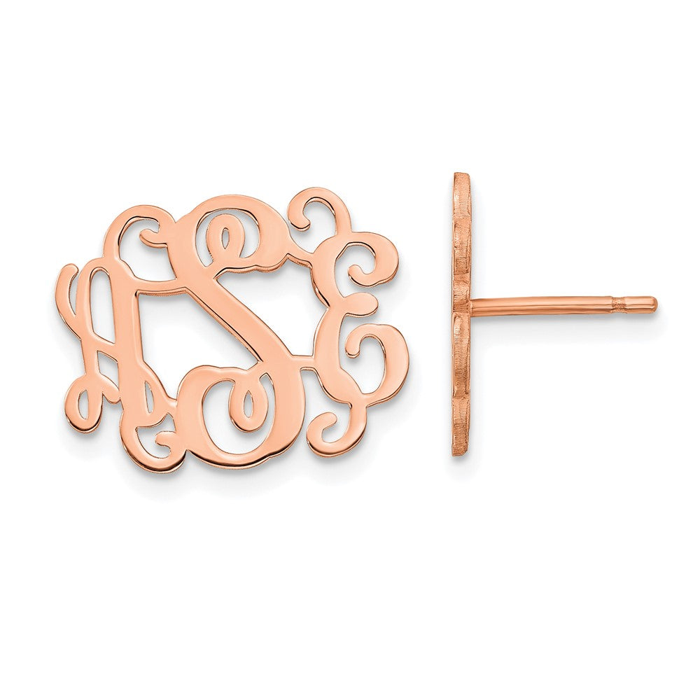 XNE24RP Sterling Silver/Rose-plated Monogram Post Earrings