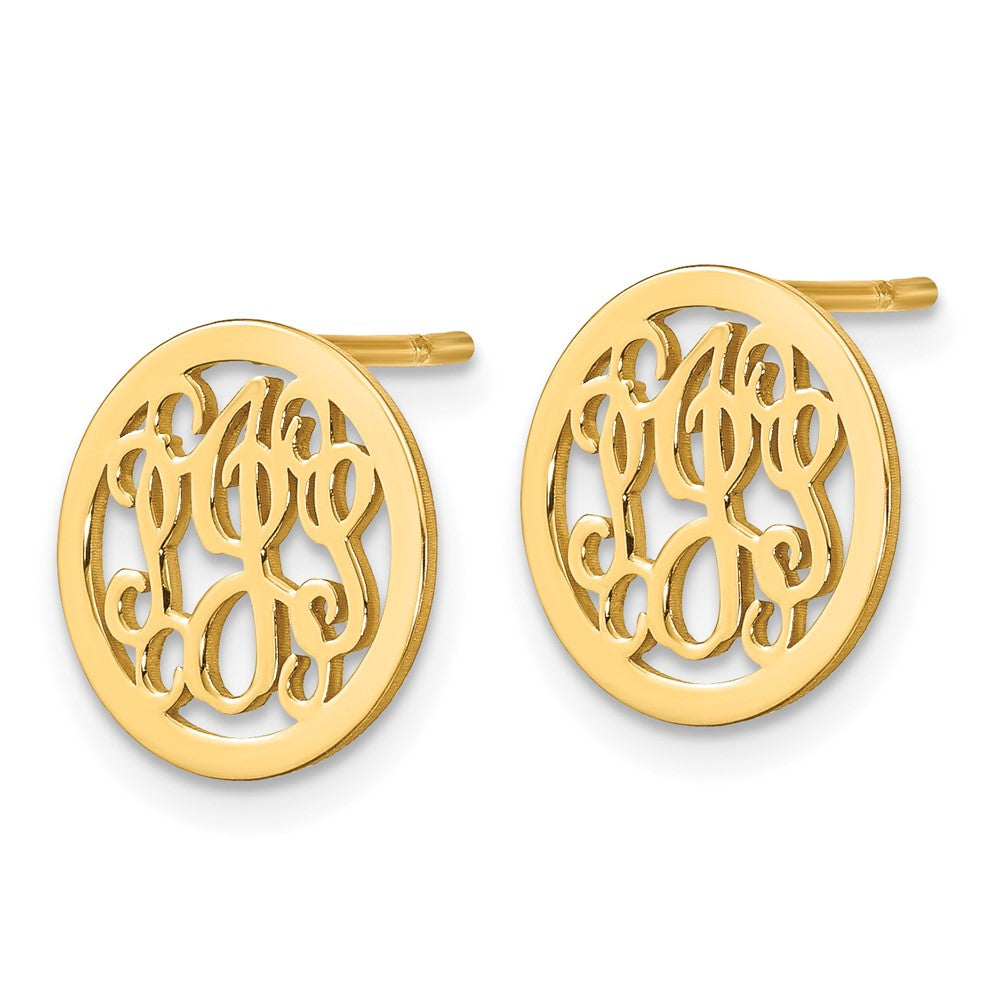 XNE29GP Sterling Silver/Gold-plated Small Round Monogram Post Earrings