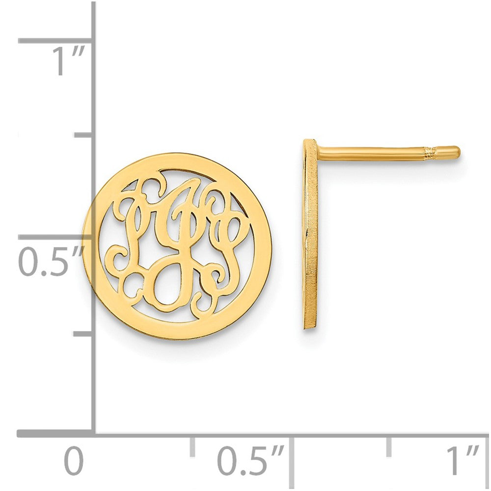 XNE29GP Sterling Silver/Gold-plated Small Round Monogram Post Earrings