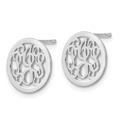 XNE29SS SS/Rhodium-plated Small Round Monogram Post Earrings