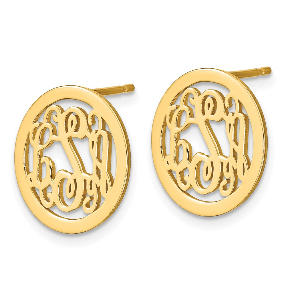 XNE30GP sterling Silver/Gold-plated Round Monogram Post Earrings