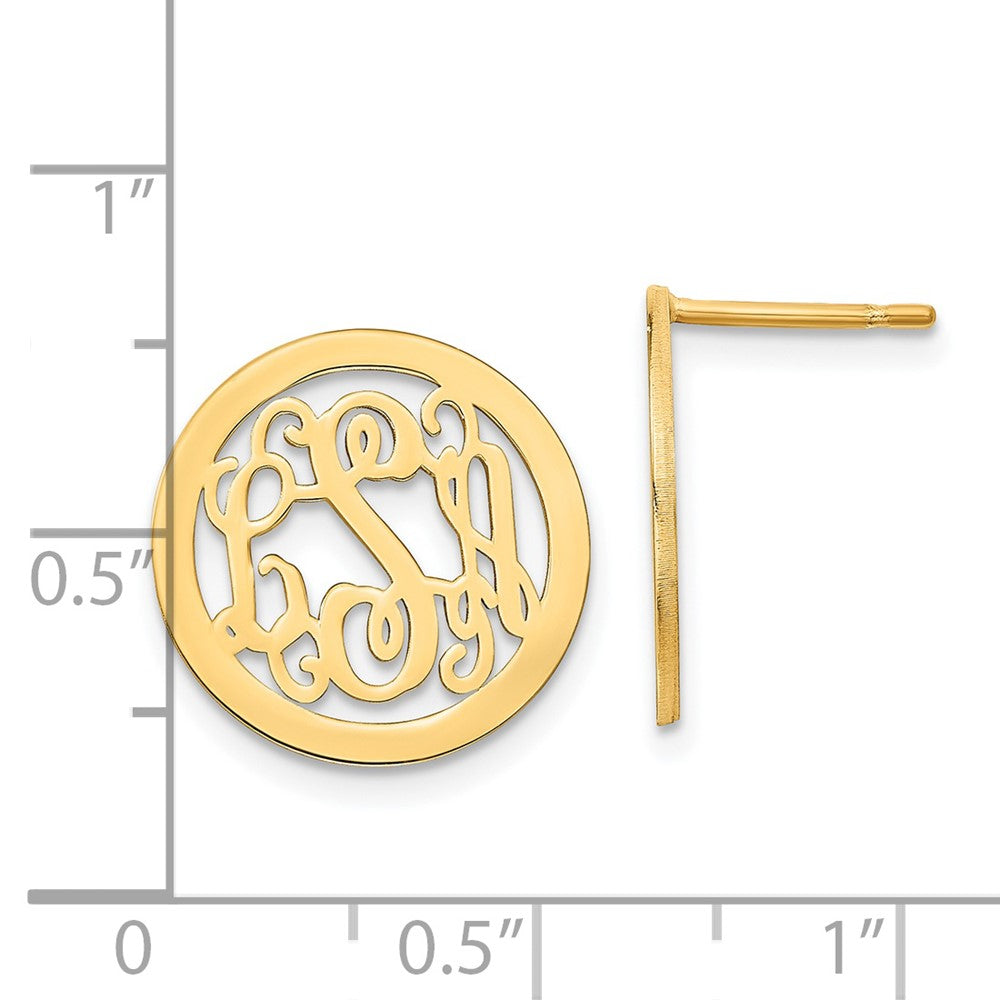 XNE30GP sterling Silver/Gold-plated Round Monogram Post Earrings