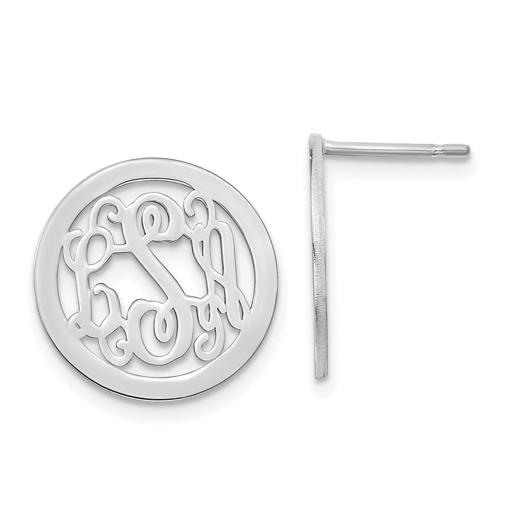 XNE30SS Sterling Silver/Rhodium-plated Round Monogram Post Earrings