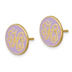 XNE32GP Sterling Silver/Gold-plated Round Monogram w/Epoxy Post Earrings