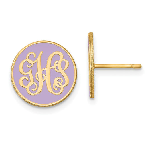 XNE32GP Sterling Silver/Gold-plated Round Monogram w/Epoxy Post Earrings