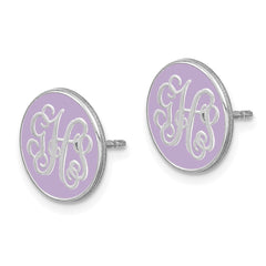 XNE32SS SS/Rhodium-plated Round Monogram w/Epoxy Post Earrings