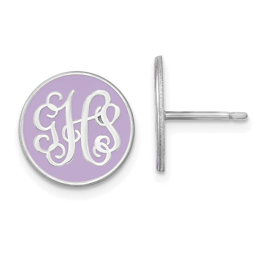 XNE32SS SS/Rhodium-plated Round Monogram w/Epoxy Post Earrings