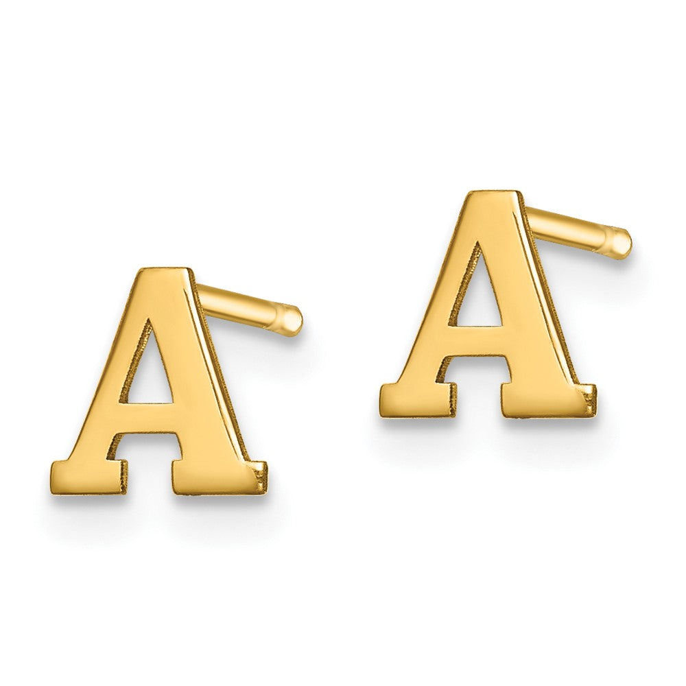 XNE46GP_A Sterling Silver Gold-plated Letter A Initial Post Earrings