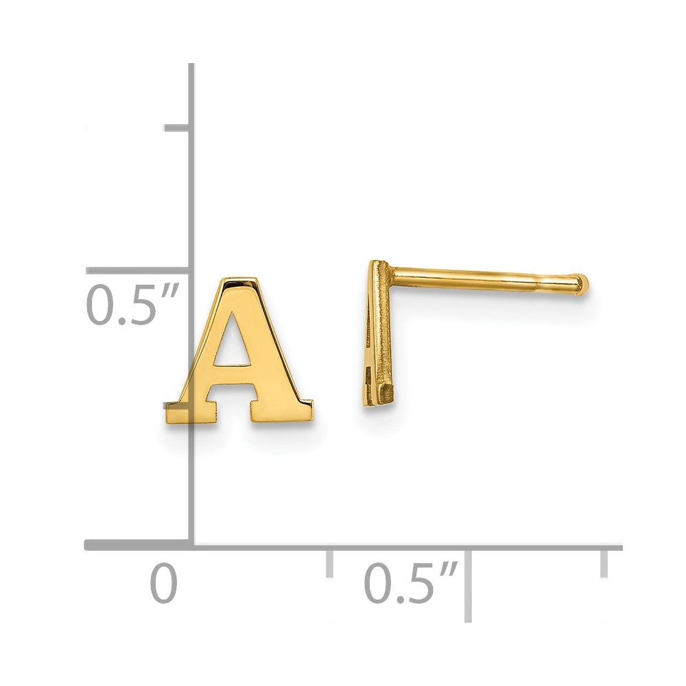 XNE46GP_A Sterling Silver Gold-plated Letter A Initial Post Earrings