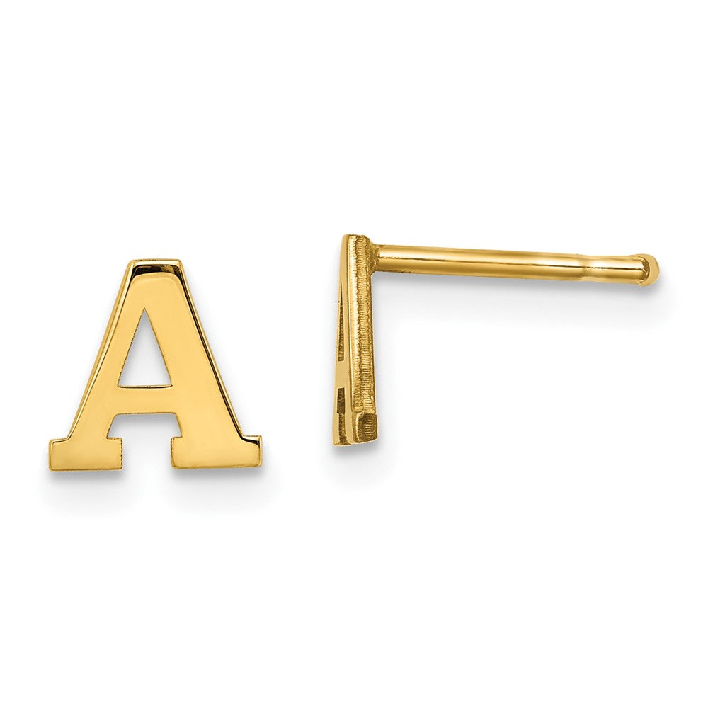 XNE46GP_A Sterling Silver Gold-plated Letter A Initial Post Earrings
