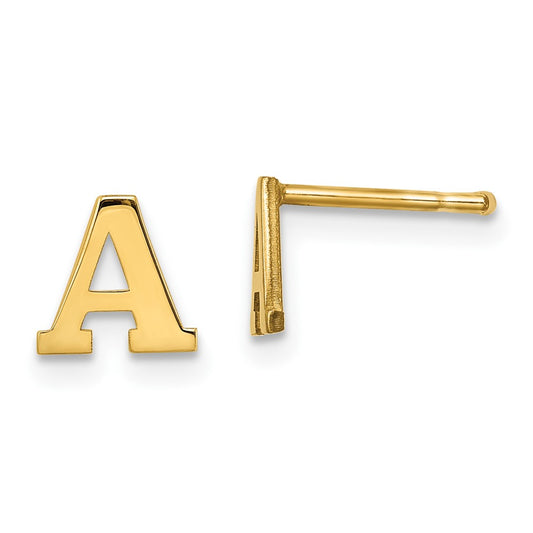XNE46GP_A Sterling Silver Gold-plated Letter A Initial Post Earrings
