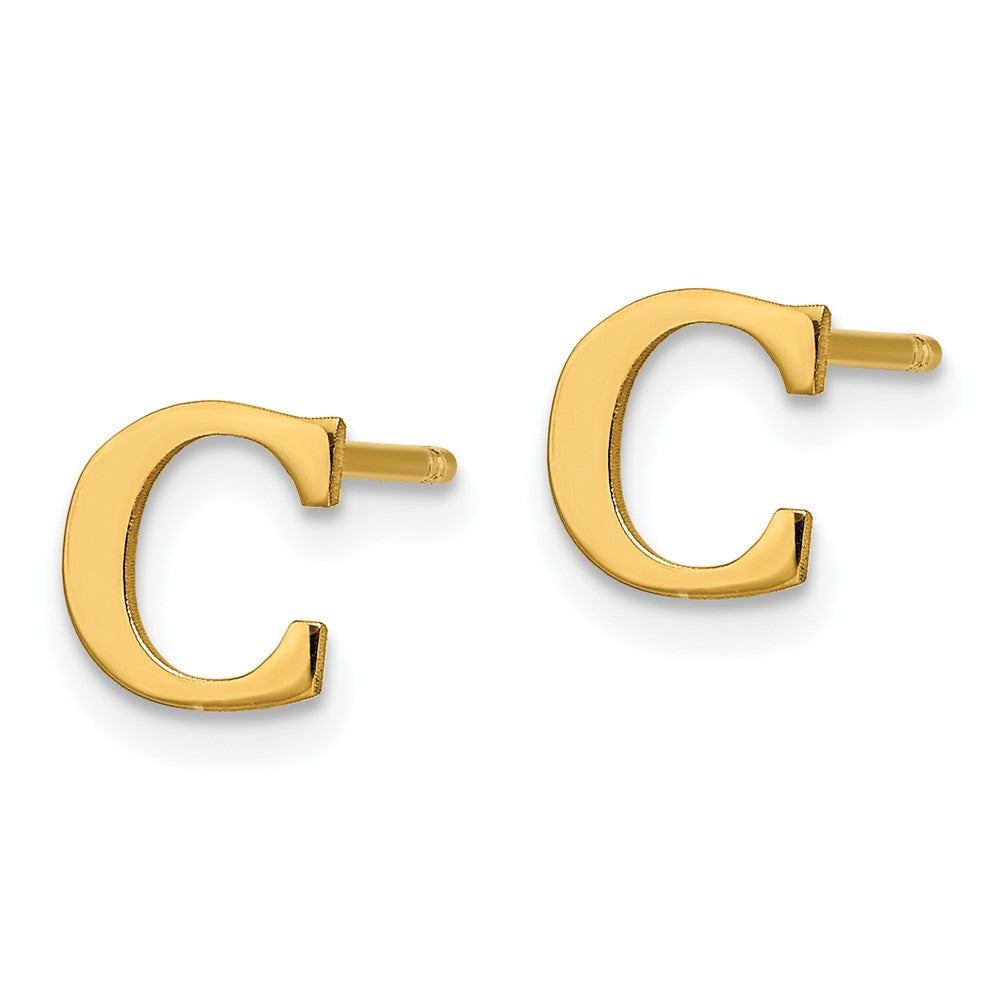 XNE46GP_C Sterling Silver Gold-plated Letter C Initial Post Earrings