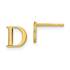 XNE46GP_D Sterling Silver Gold-plated Letter D Initial Post Earrings