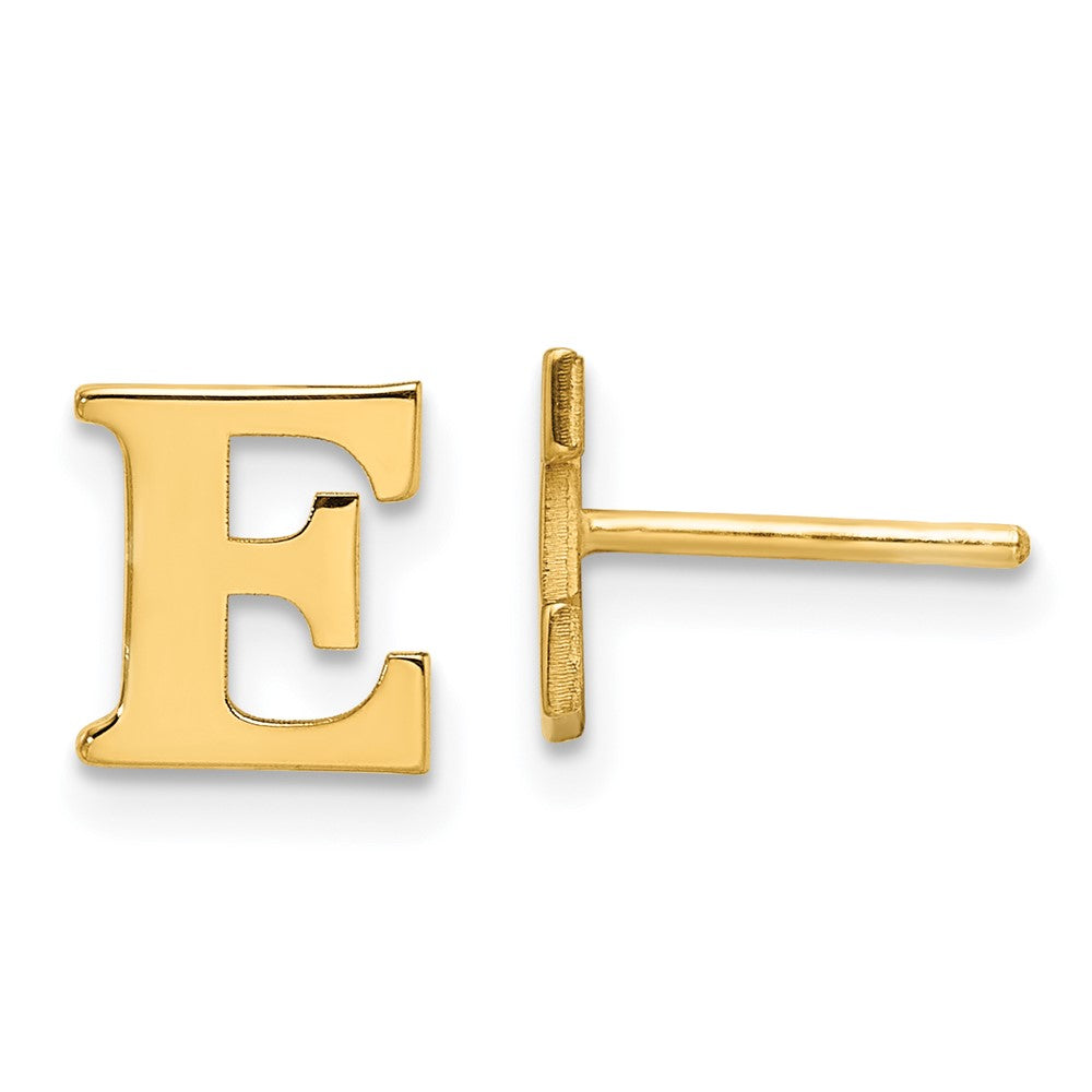 XNE46GP_E Sterling Silver Gold-plated Letter E Initial Post Earrings