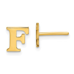XNE46GP_F Sterling Silver Gold-plated Letter F Initial Post Earrings