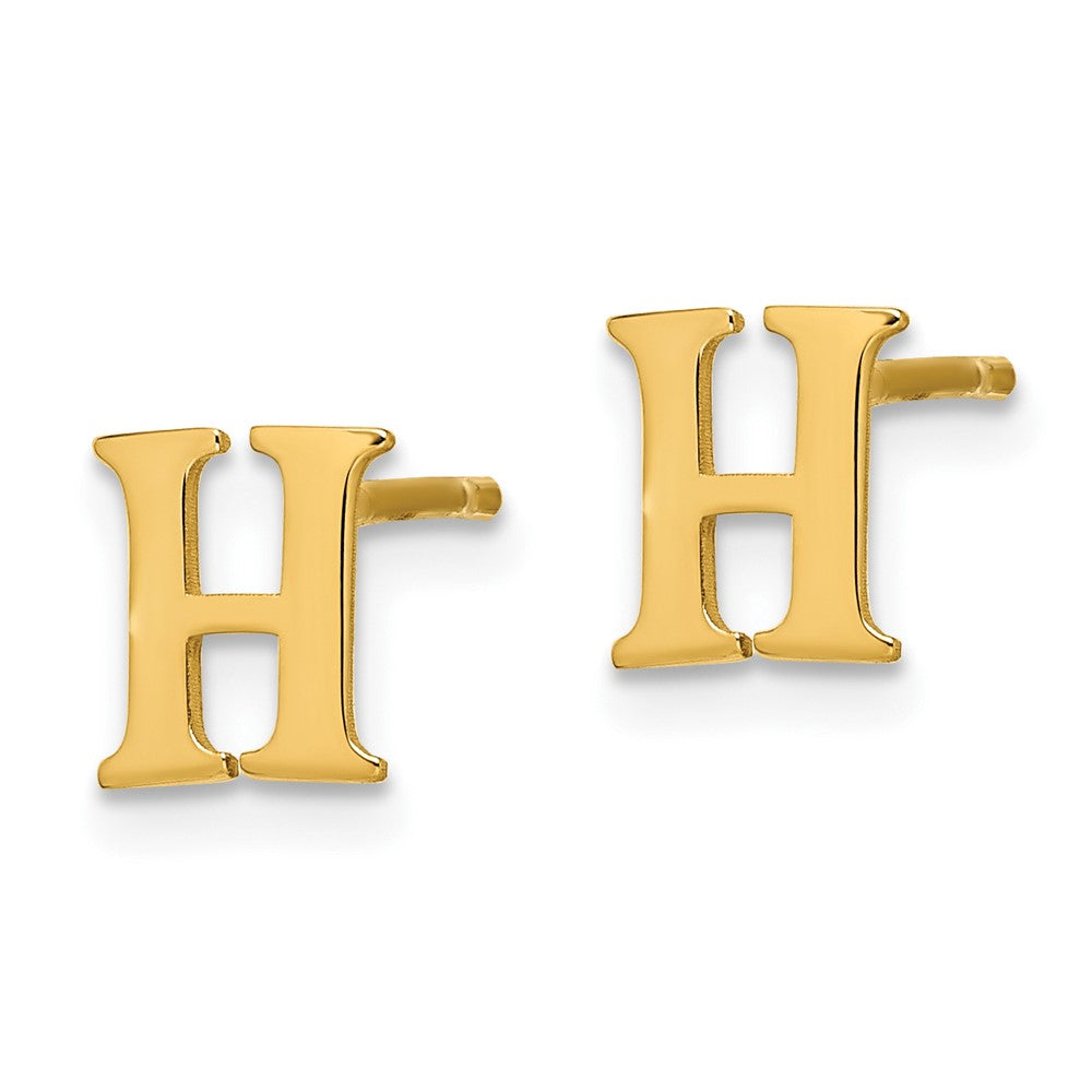 XNE46GP_H Sterling Silver Gold-plated Letter H Initial Post Earrings