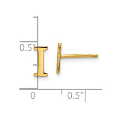 XNE46GP_I Sterling Silver Gold-plated Letter I Initial Post Earrings
