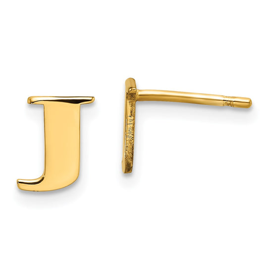 XNE46GP_J Sterling Silver Gold-plated Letter J Initial Post Earrings
