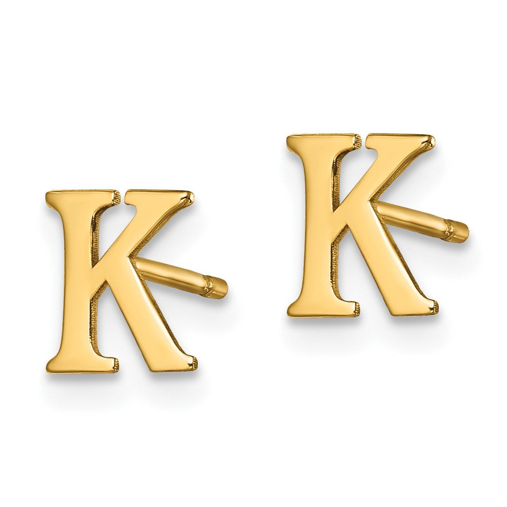 XNE46GP_K Sterling Silver Gold-plated Letter K Initial Post Earrings