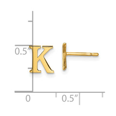 XNE46GP_K Sterling Silver Gold-plated Letter K Initial Post Earrings
