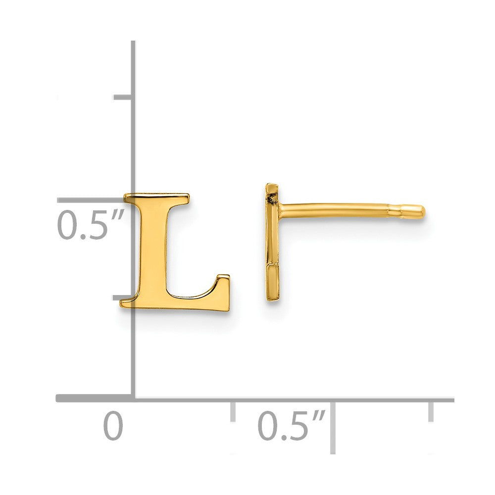 XNE46GP_L Sterling Silver Gold-plated Letter L Initial Post Earrings