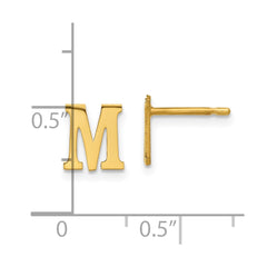 XNE46GP_M Sterling Silver Gold-plated Letter M Initial Post Earrings