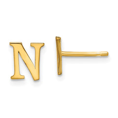 XNE46GP_N Sterling Silver Gold-plated Letter N Initial Post Earrings