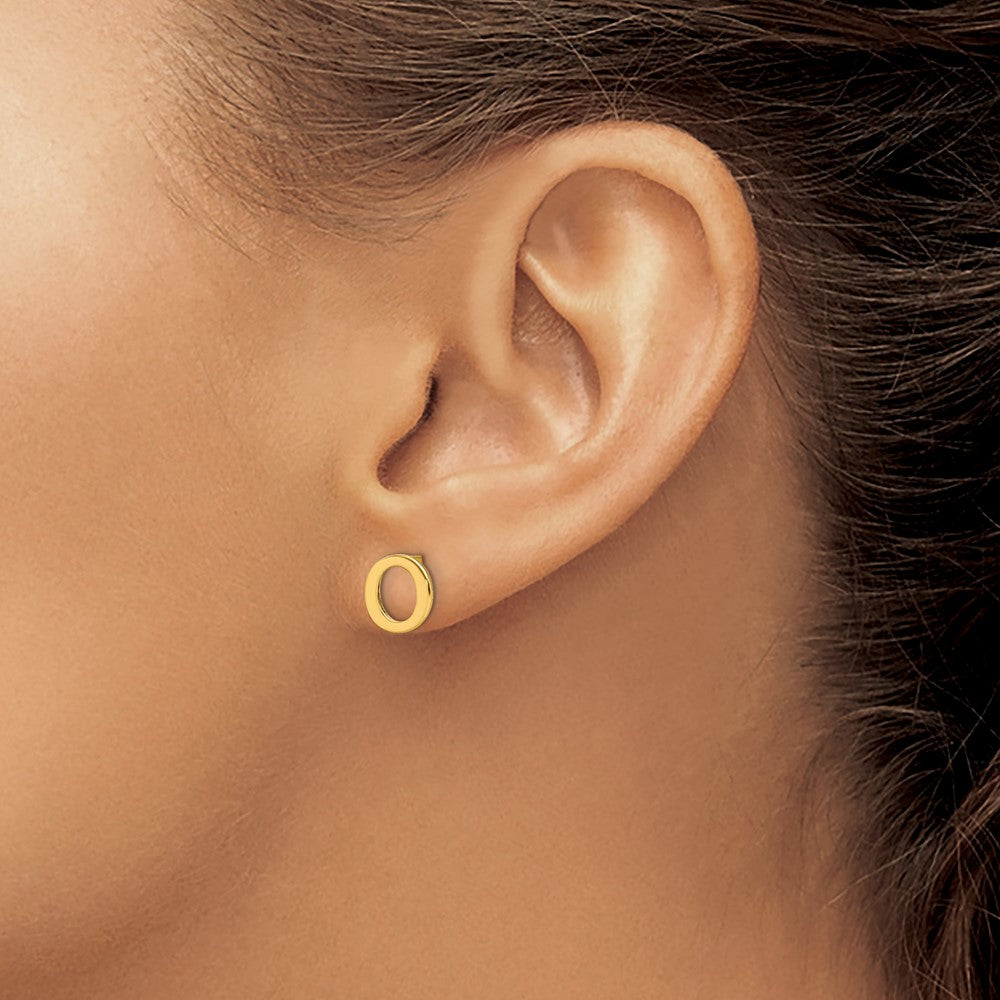 XNE46GP_O Sterling Silver Gold-plated Letter O Initial Post Earrings