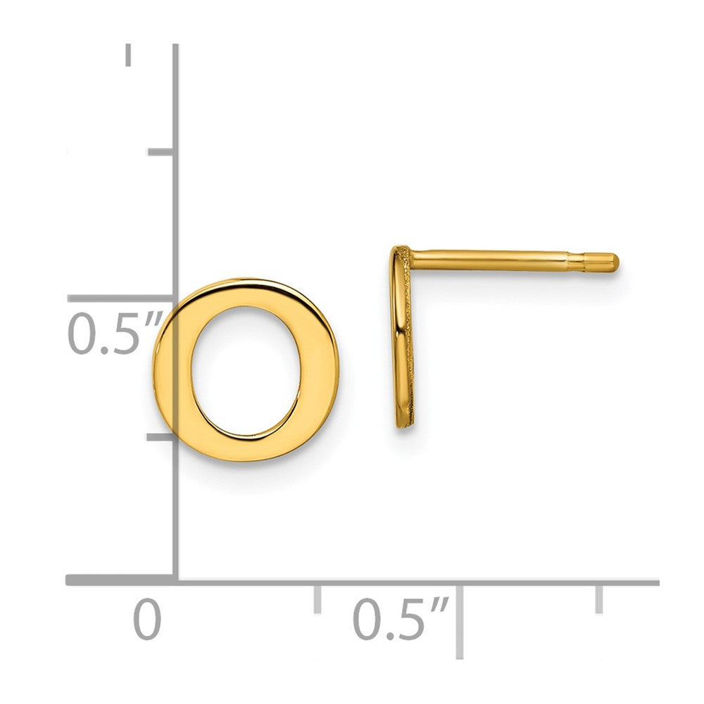 XNE46GP_O Sterling Silver Gold-plated Letter O Initial Post Earrings