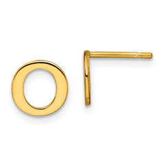XNE46GP_O Sterling Silver Gold-plated Letter O Initial Post Earrings