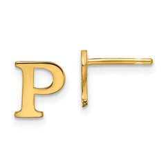 XNE46GP_P Sterling Silver Gold-plated Letter P Initial Post Earrings