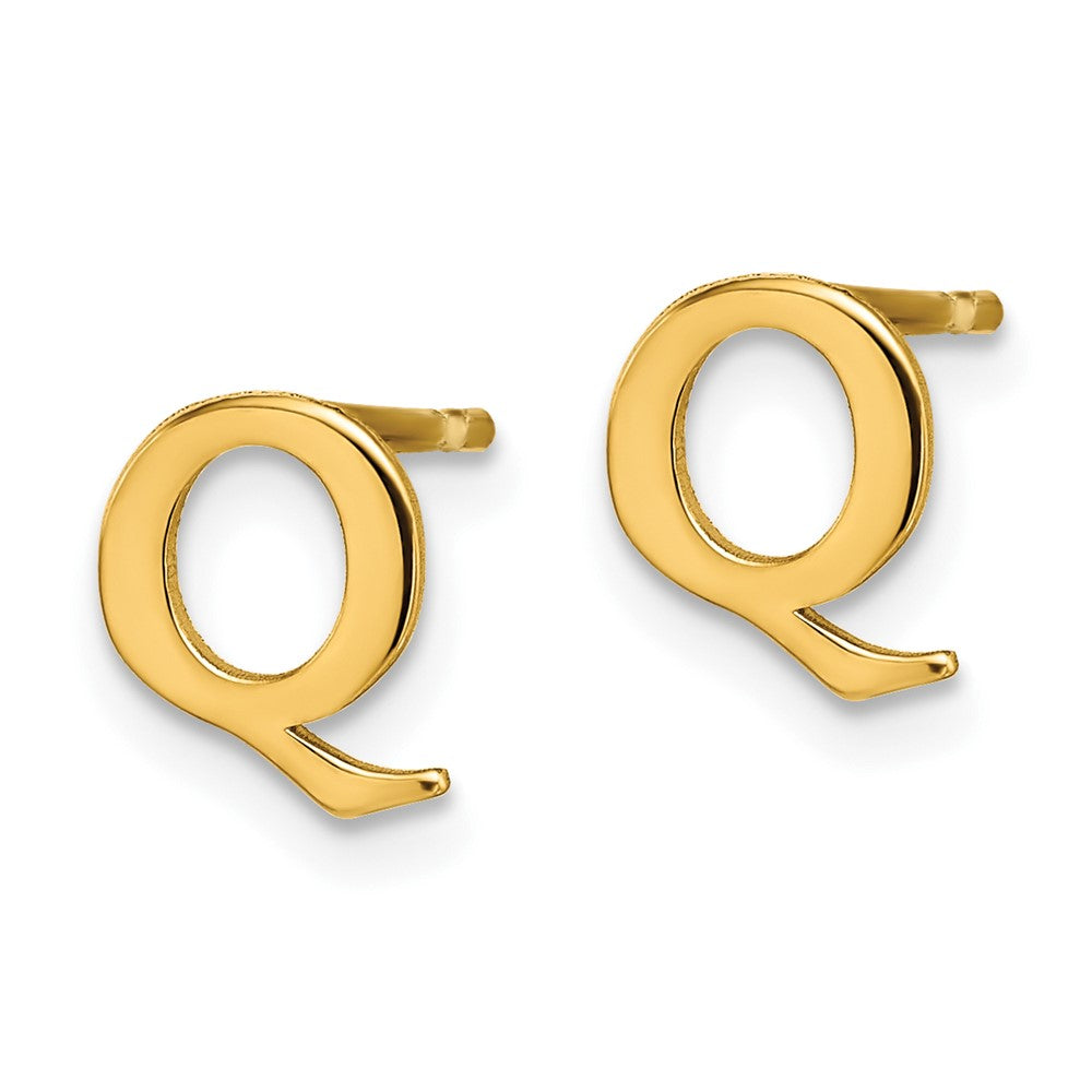 XNE46GP_Q Sterling Silver Gold-plated Letter Q Initial Post Earrings