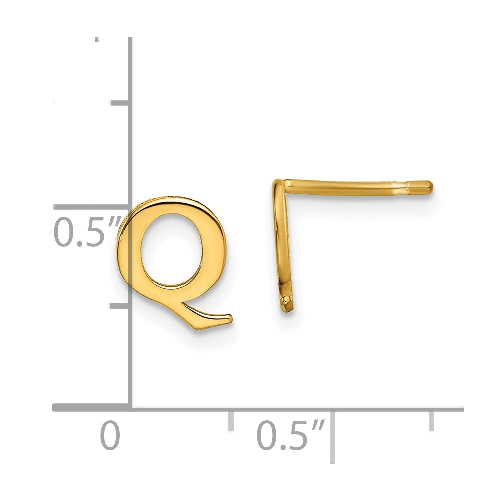 XNE46GP_Q Sterling Silver Gold-plated Letter Q Initial Post Earrings