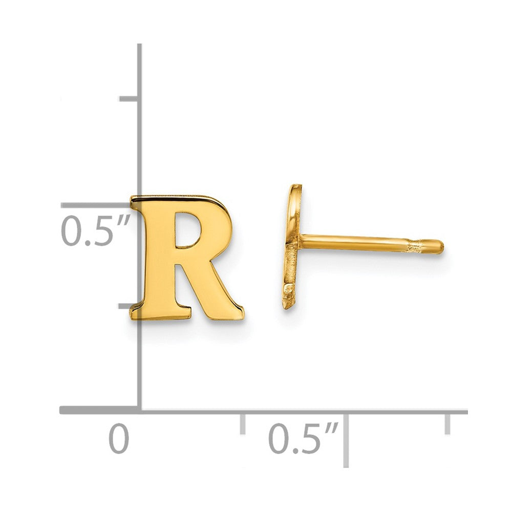 XNE46GP_R Sterling Silver Gold-plated Letter R Initial Post Earrings