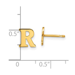 XNE46GP_R Sterling Silver Gold-plated Letter R Initial Post Earrings